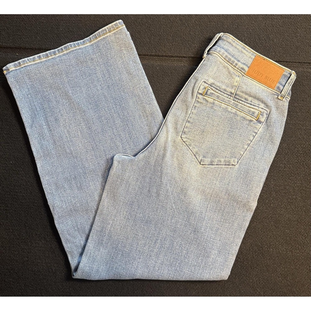Judy Blue Jeans Juniors 9/29 Light Wash High Rise Wide Leg Crop Trouser Denim